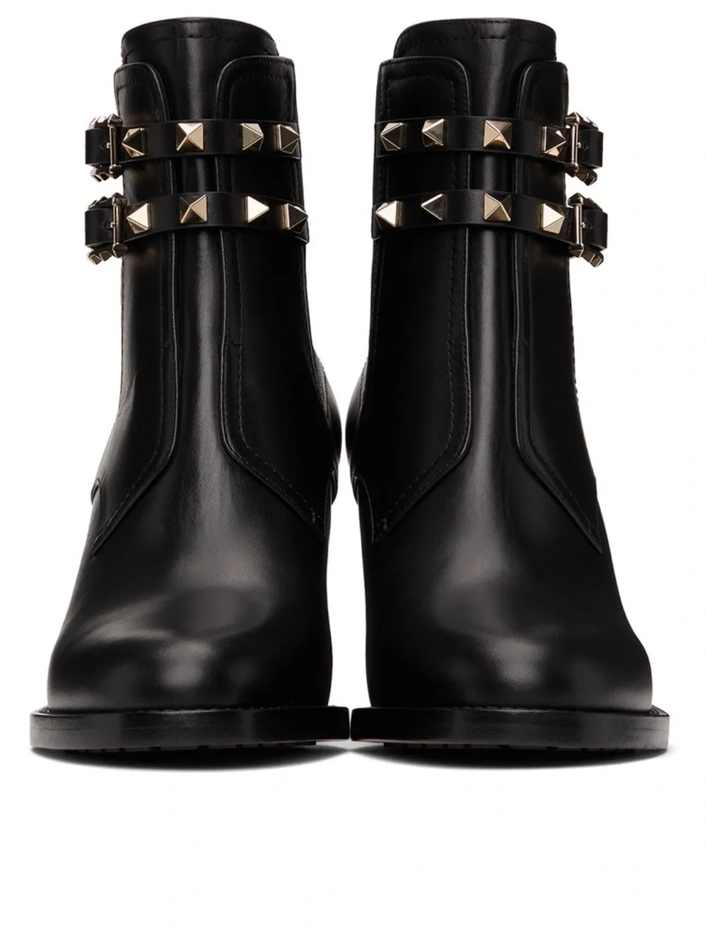 NWOB Valentino Garavani leather double strap rockstud black Boots size 38 1/2